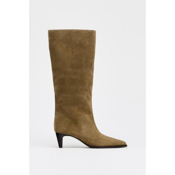 Zara Shoes - ZARA SPLIT SUEDE KITTEN HEEL BOOTS